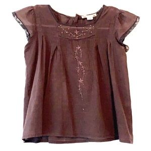 Bonpoint vintage embroidered girl top, dark grey**